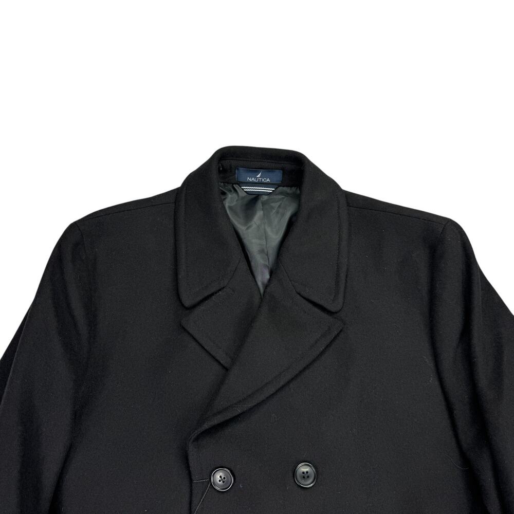 Nautica Mens Classic Fit Double-Breasted Wool Overcoat Black 42R - Picture 2 of 6